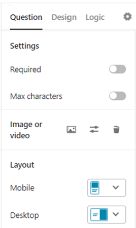 Settings page