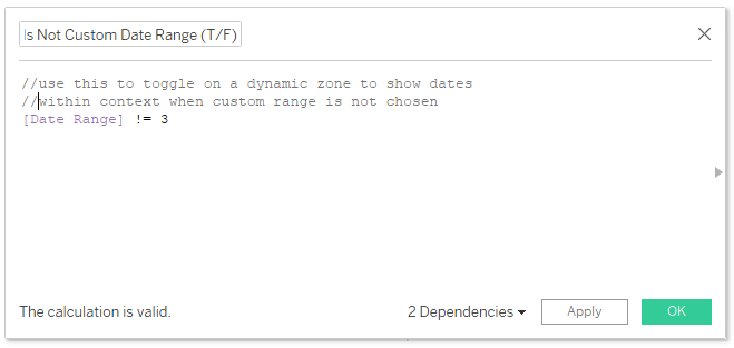 Text box for calculation for the date range
