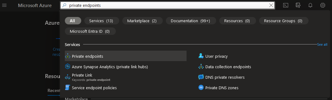 Azure private endpoints