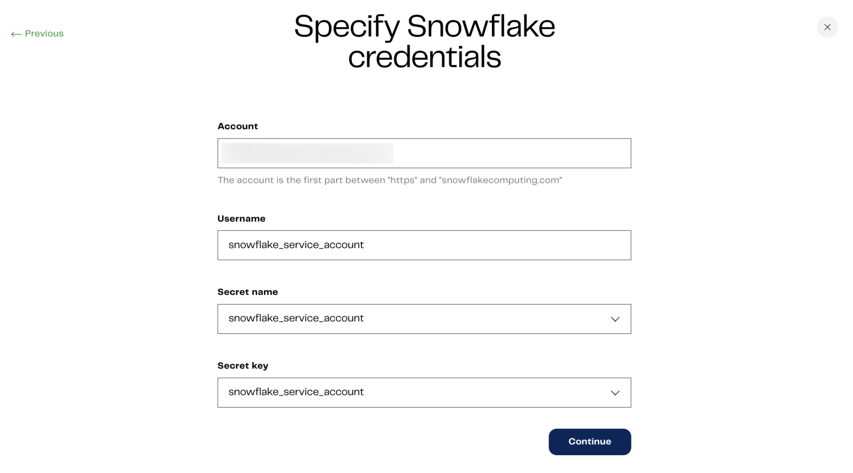 Specify Snowflake credentials in Matillion DPC