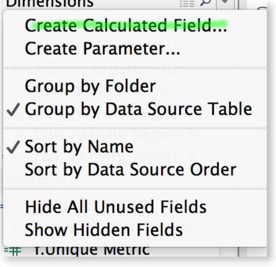 Tableau: Create Calculated Field