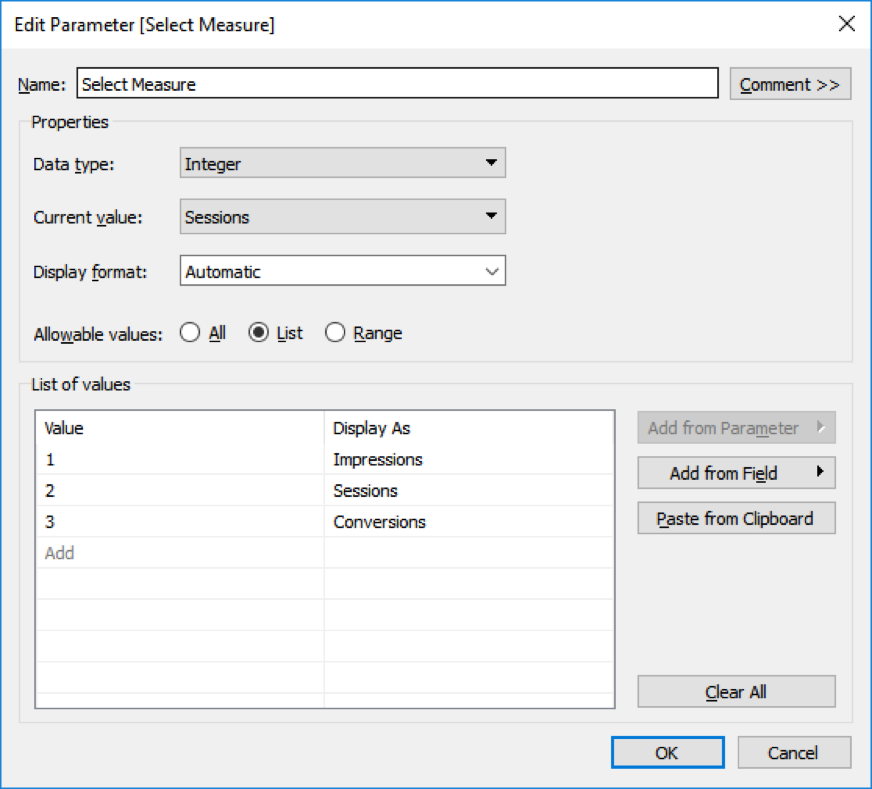 Edit Parameters