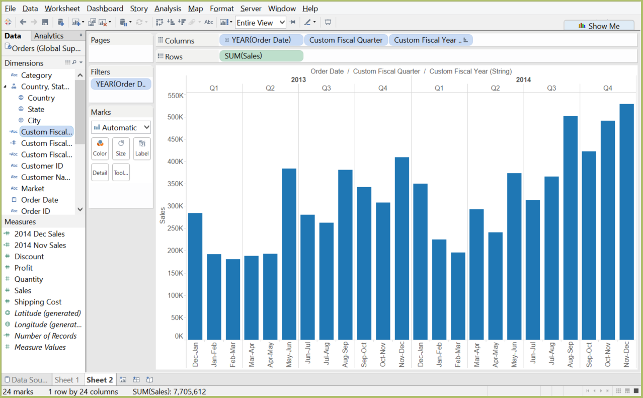 Fiscal calendar in Tableau