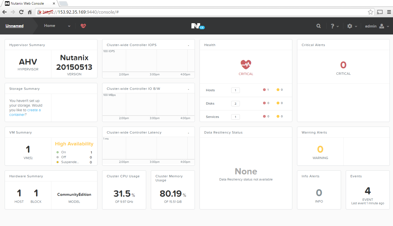 Nutanix CE interface