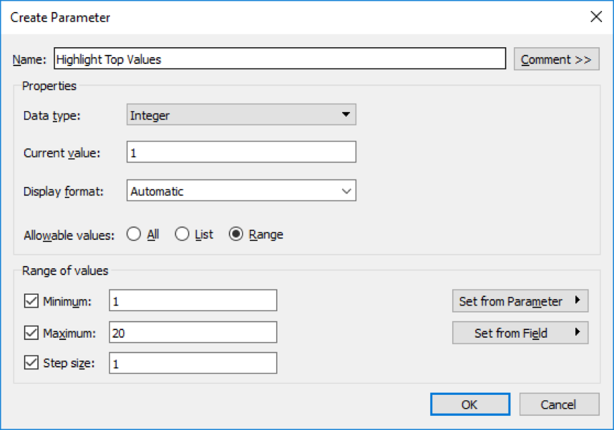 Parameter name source. Range list. TABPY.