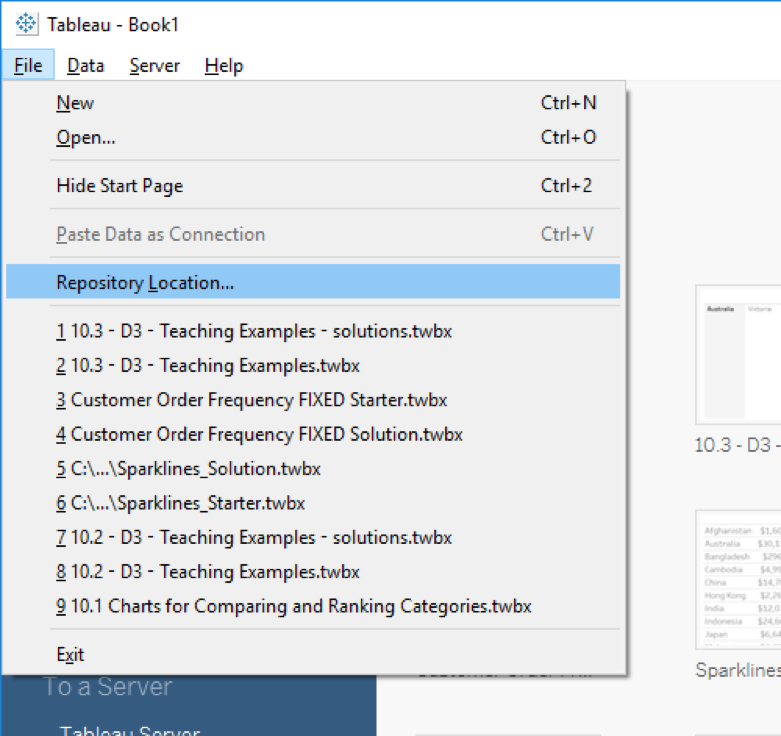 Tableau Extended Workbook Repository