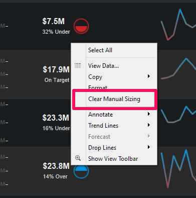 Tableau KPI: Clear manual sizing