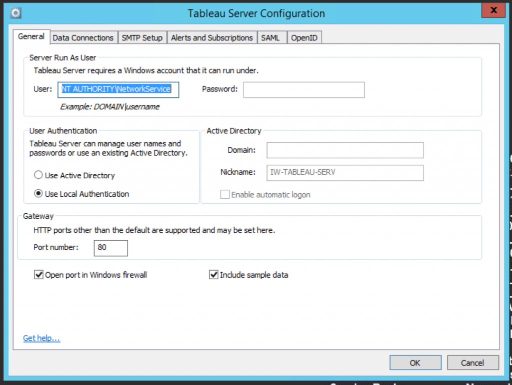 Tableau server. SMTP. SMTP connection Dolphin.