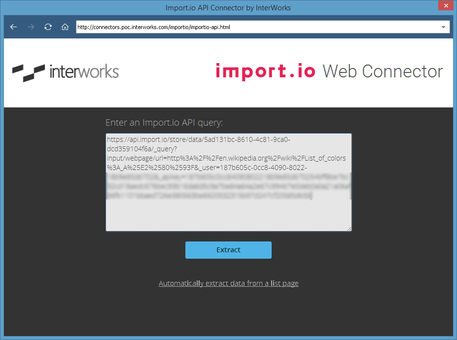 import.io Web Connector
