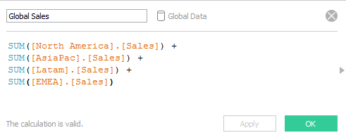 Tableau: Global Sales Calc