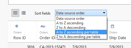 Tableau 9.2: Sort fields