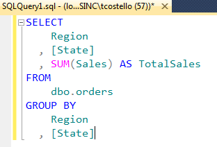 Region and State total sales