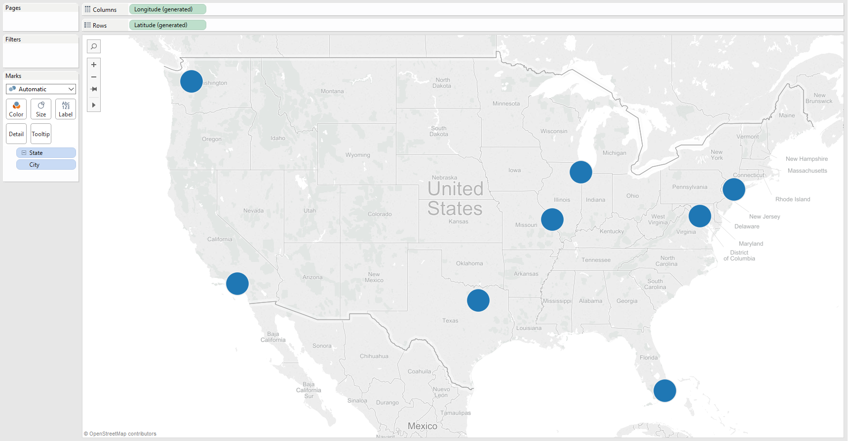 Cities on a Tableau Map