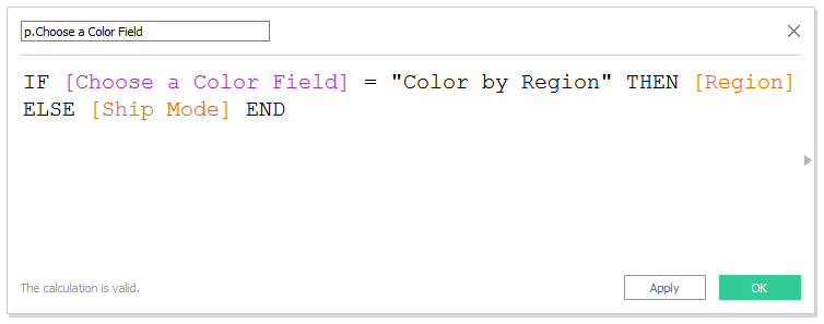 IF THEN Choose a Color Field parameter