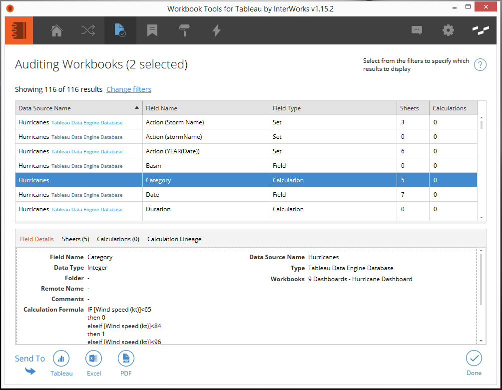 Workbook Tools for Tableau - Data Source Audit - Auditing Workbooks