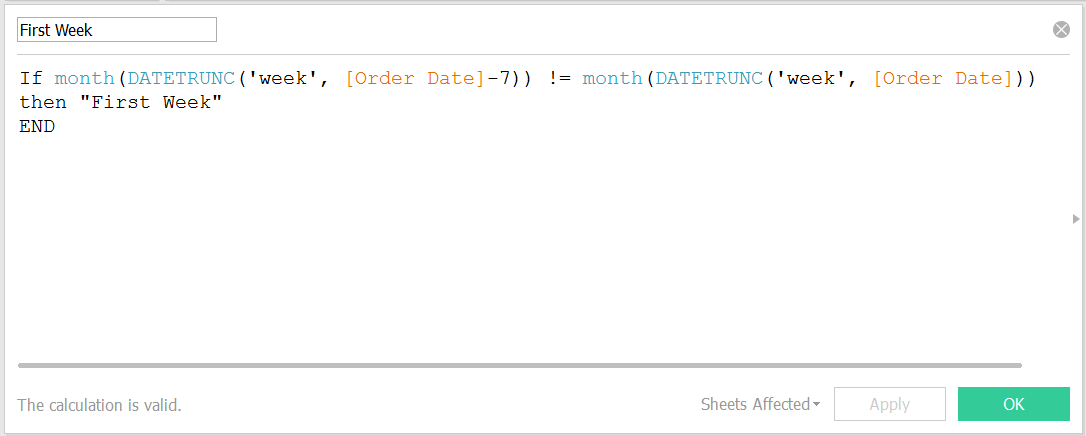 Dynamic Fiscal Calendars in Tableau: Identify First Full Week Calc