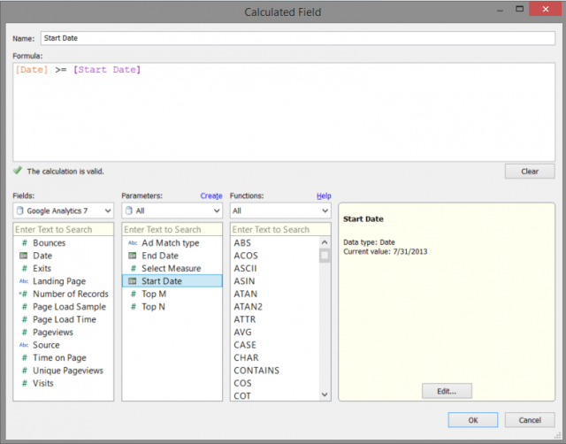 Calculated Field Filtered Dates