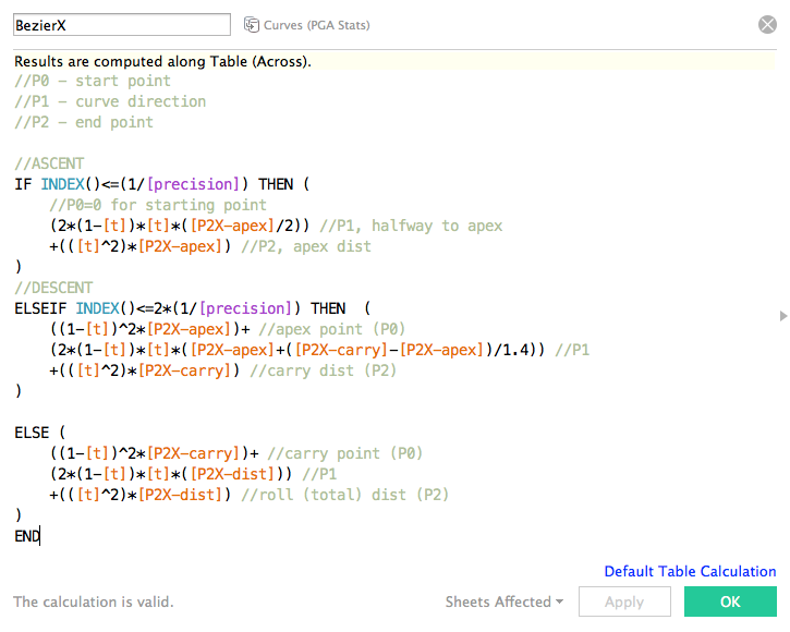 Tableau Bezier X formula