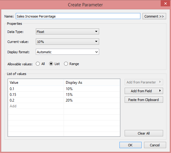 Create Parameter
