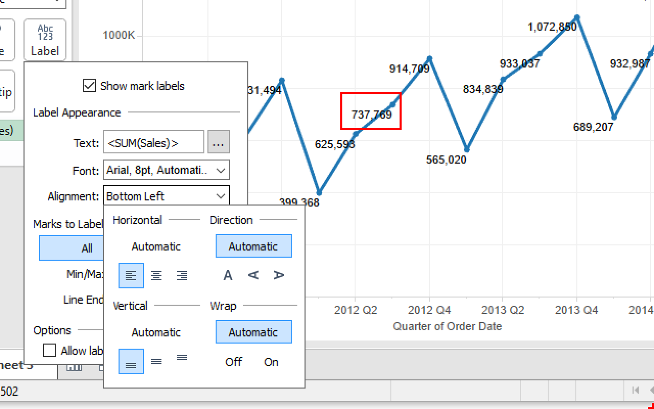 Changing alignment to bottom-left