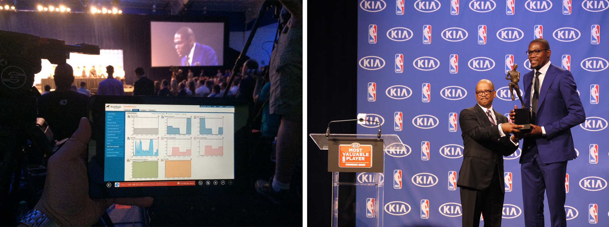 InterWorks monitoring Ruckus Wireless network at Kevin Durant MVP press conference