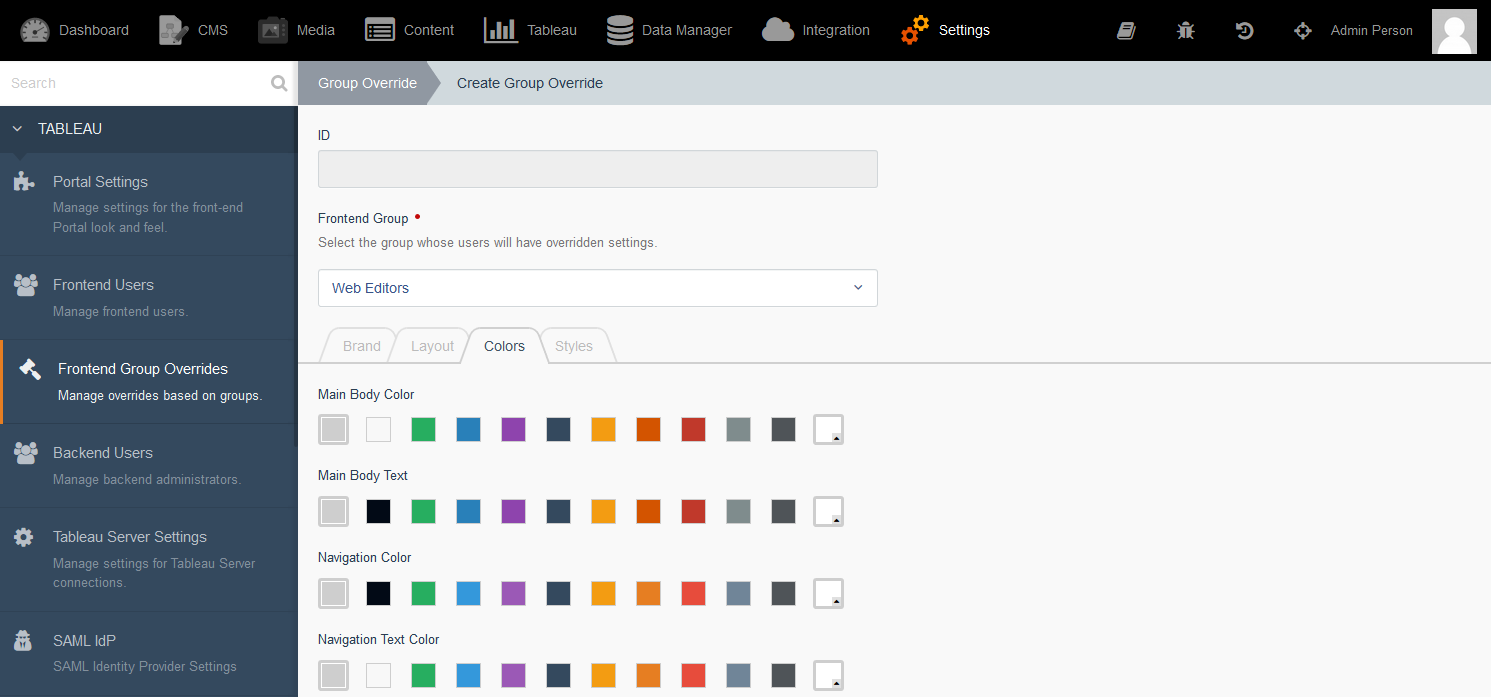 Portal for Tableau: New Group Override Settings