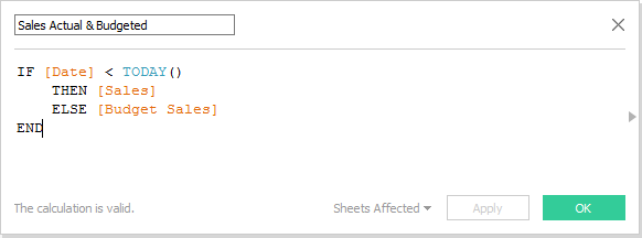 Sales Actual & Budgeted calculation