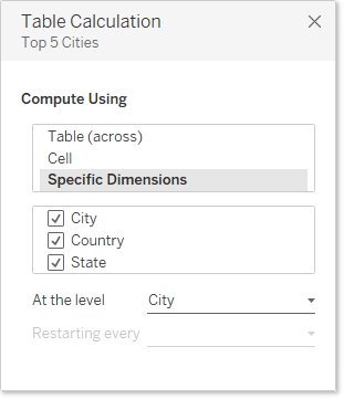 Choose specific dimensions