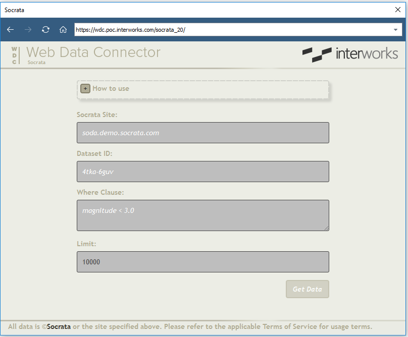Socrata Web Data Connector for Tableau