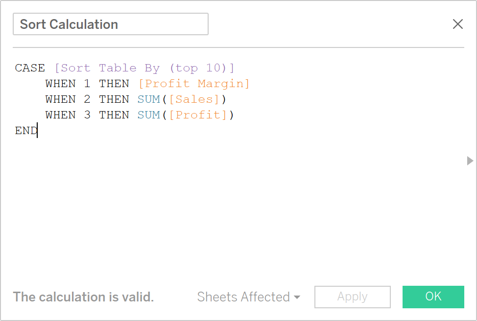 Sort Calculation