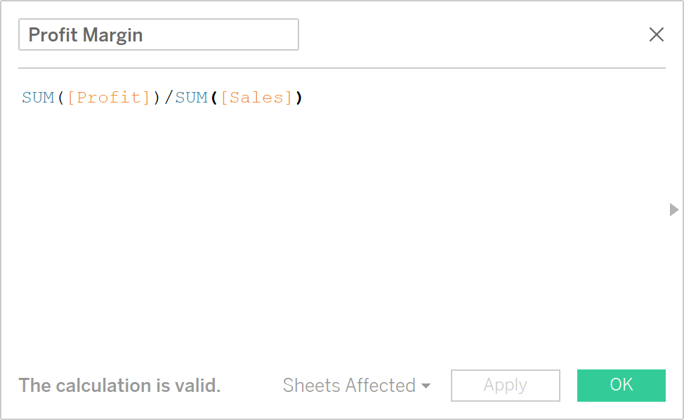 Profit margin calculation