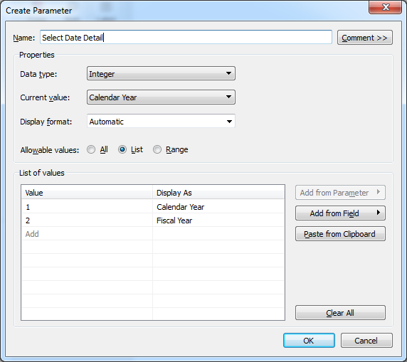 Create Parameter