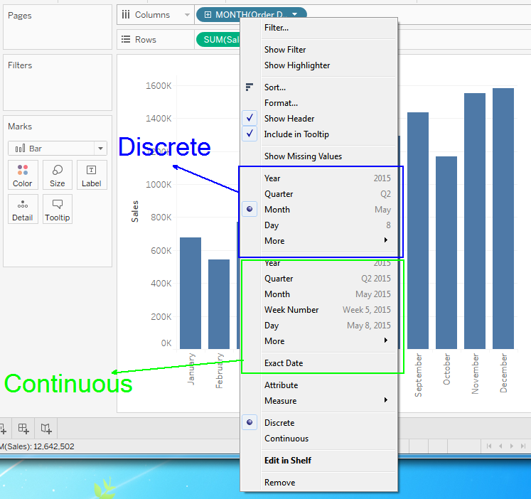 Discrete an continuous date options