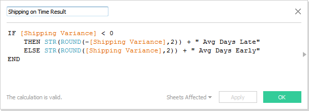 Shipping on Time Result calc