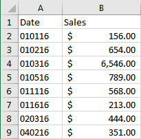 Date field in Excel