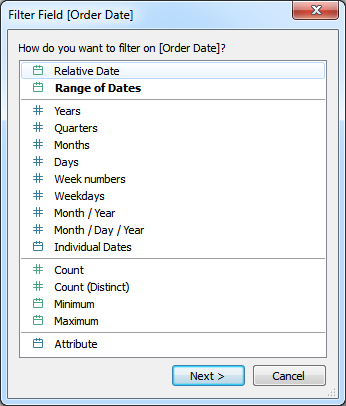 Filter Field (Order Date)