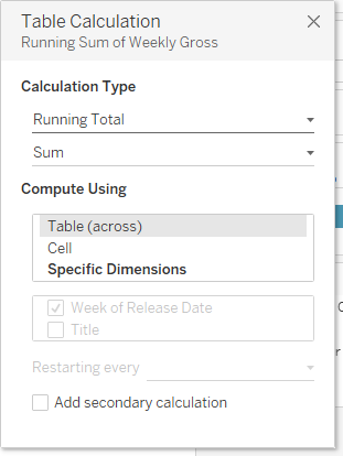 Tableau calculation