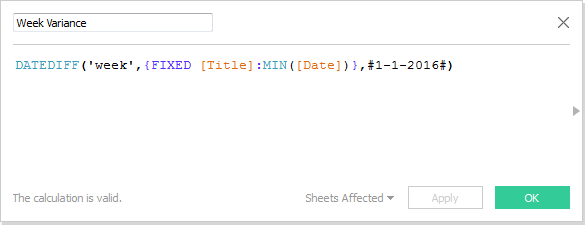 Week variance formula