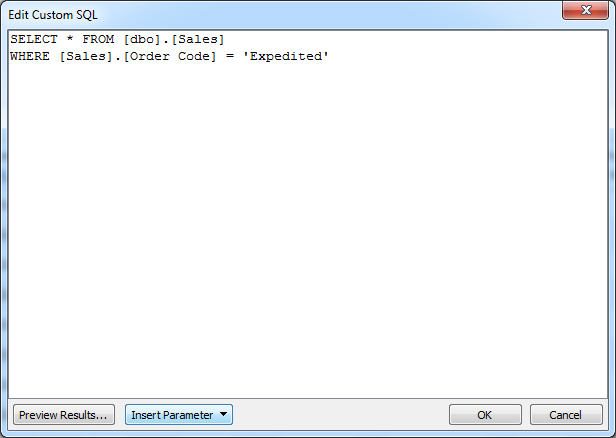 Edit Custom SQL in Tableau