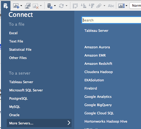 Connect to Data > Tableau Server
