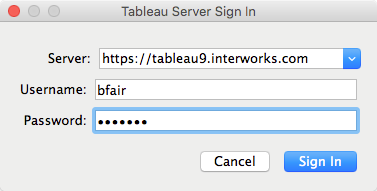 Tableau Server username & password