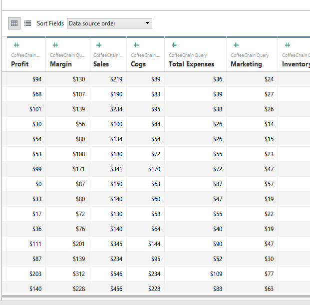 Tableau 10: Data preview window