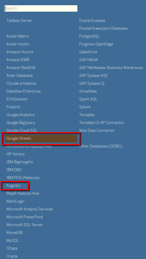 Tableau 10: Connections list