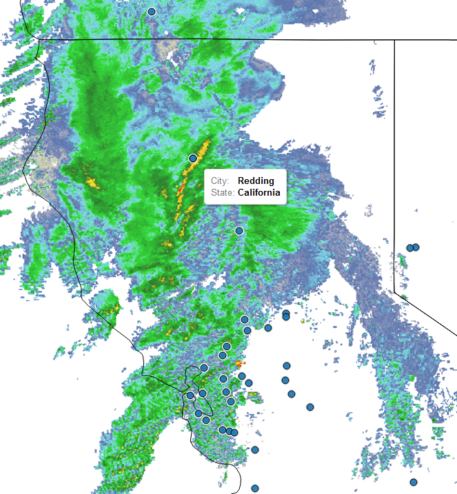 Tableau: Rain Map + City Names