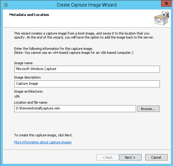 Create Capture Image Wizard