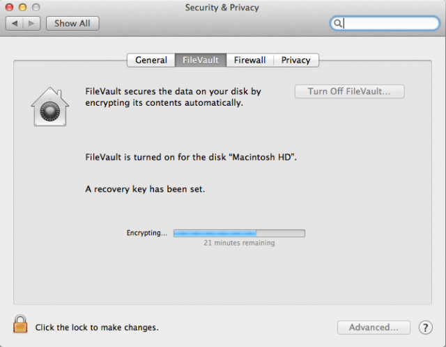 FileVault Progress