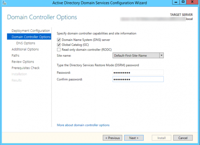 Domain Controller Options