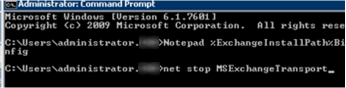 Net stop MSExchange Transport