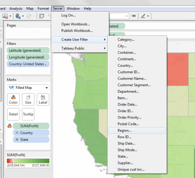 Creating a User Filter In Tableau 8 - Step 1