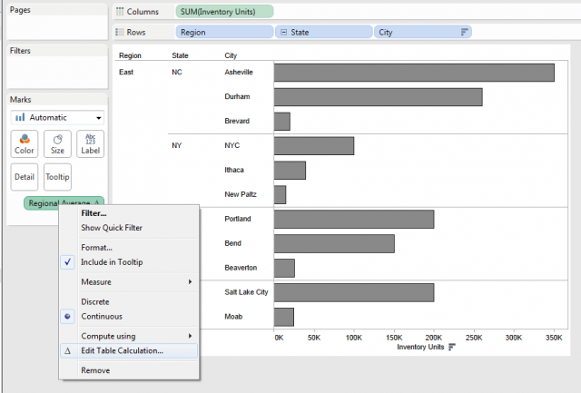 Table Calculation in the View